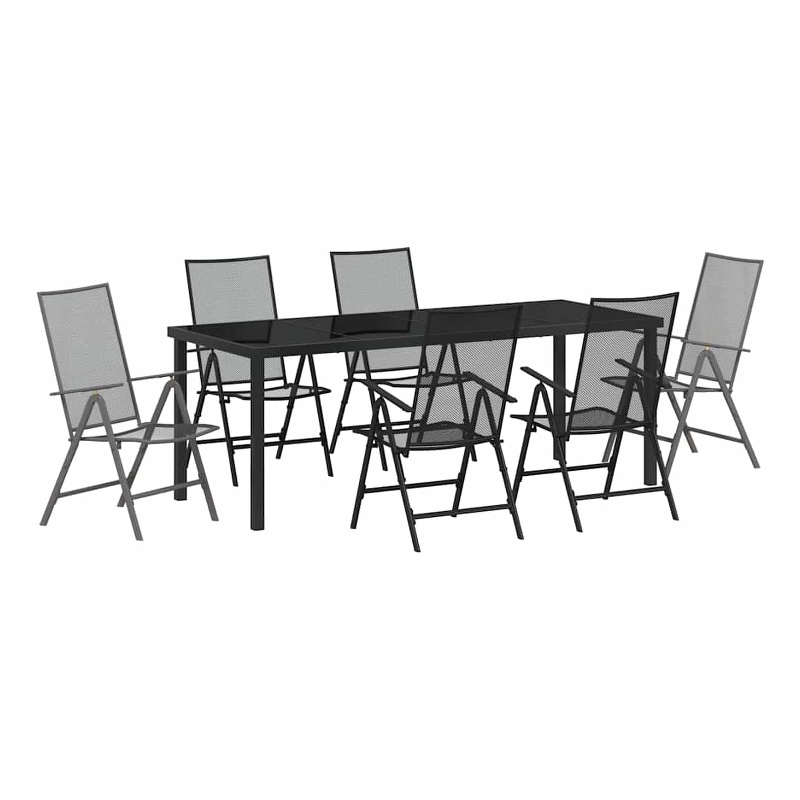 vidaXL Garden Dining Set 7 pcs Anthracite Powder-Coated Steel