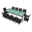vidaXL 11 Piece Patio Dining Set with Cushions Poly Rattan Black