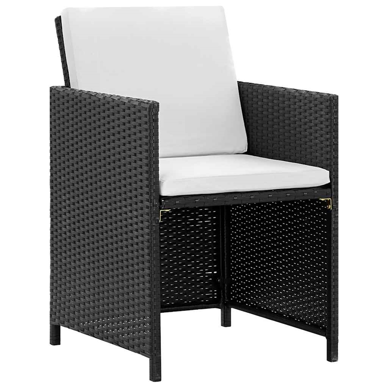 vidaXL 11 Piece Patio Dining Set with Cushions Poly Rattan Black
