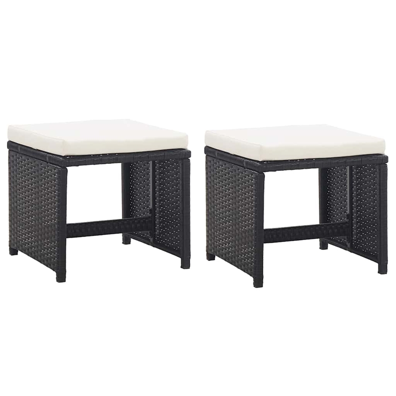 vidaXL 11 Piece Patio Dining Set with Cushions Poly Rattan Black