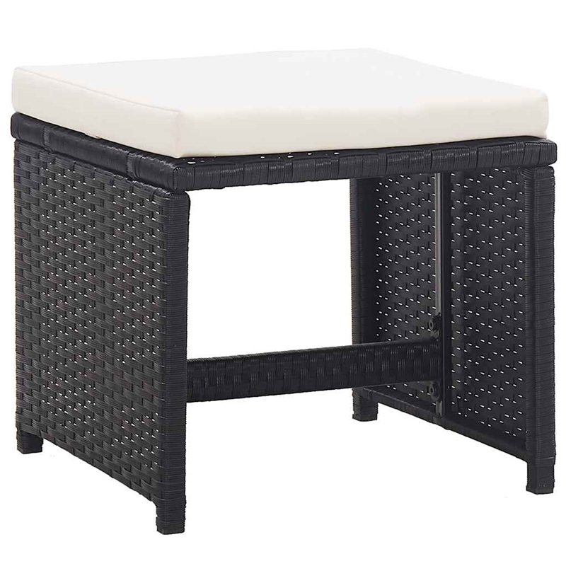 vidaXL 11 Piece Patio Dining Set with Cushions Poly Rattan Black