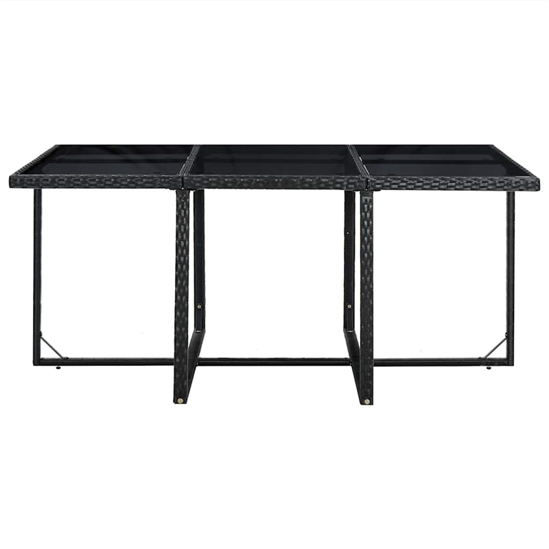vidaXL 11 Piece Patio Dining Set with Cushions Poly Rattan Black