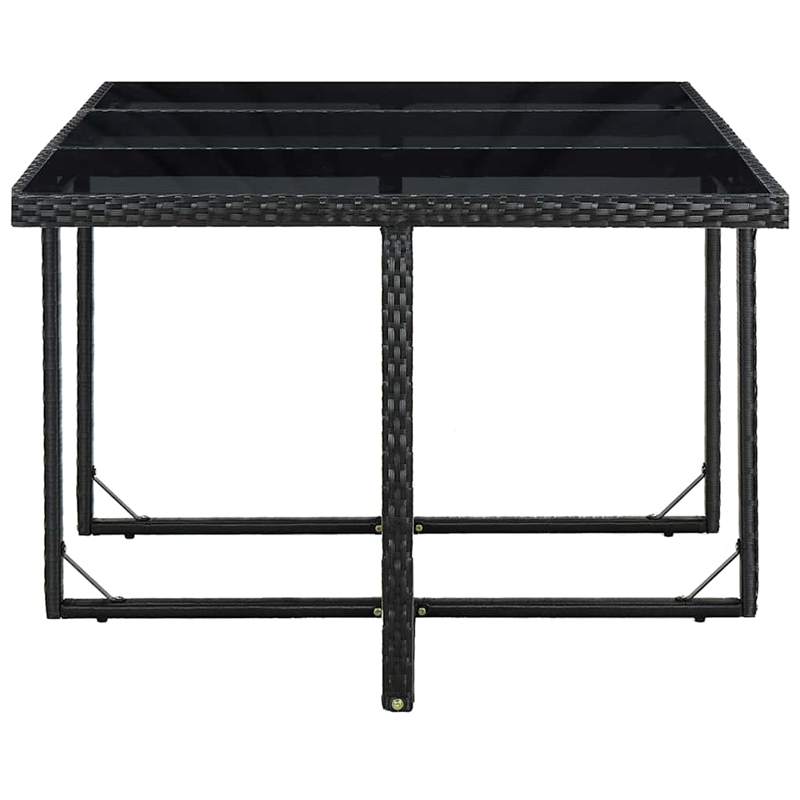 vidaXL 11 Piece Patio Dining Set with Cushions Poly Rattan Black