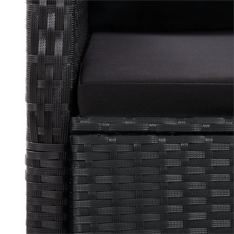 vidaXL 11 Piece Patio Dining Set with Cushions Black Poly Rattan