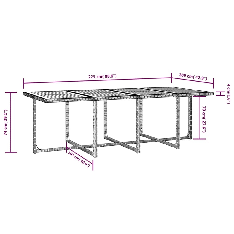 vidaXL 13 Piece Patio Dining Set Poly Rattan and Acacia Wood Black