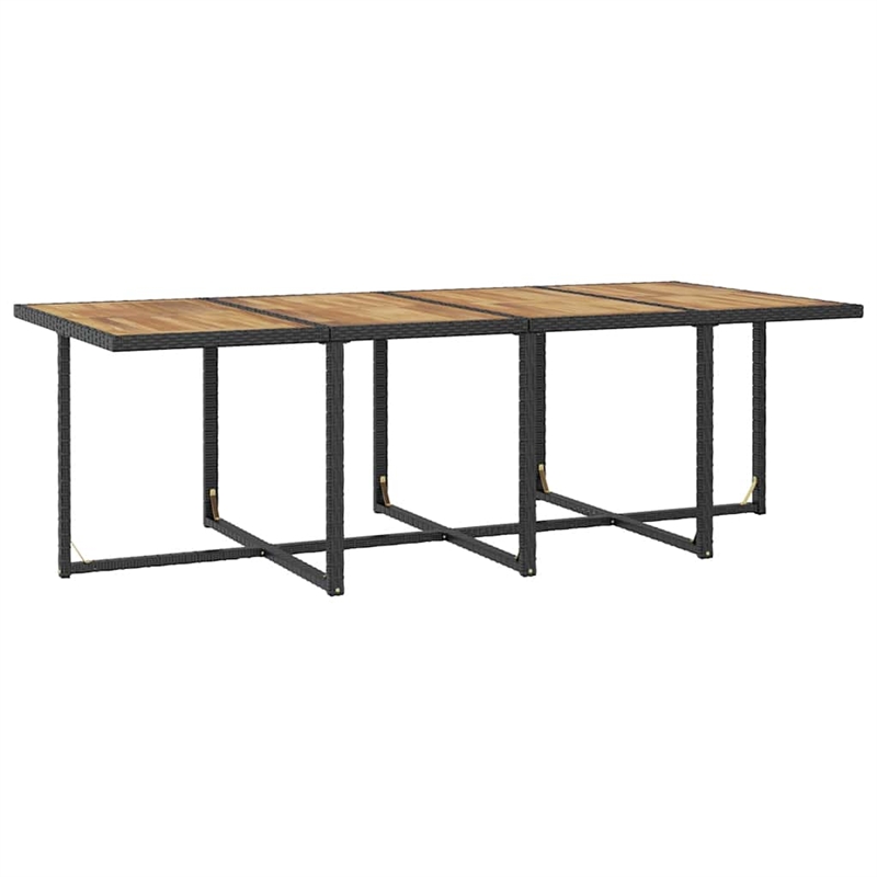 vidaXL 13 Piece Patio Dining Set Poly Rattan and Acacia Wood Black