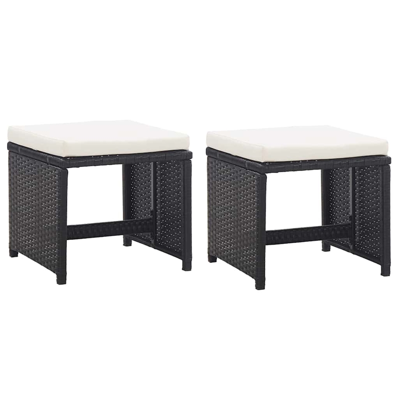 vidaXL 13 Piece Patio Dining Set with Cushions Poly Rattan Black