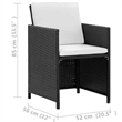 vidaXL 13 Piece Patio Dining Set with Cushions Poly Rattan Black
