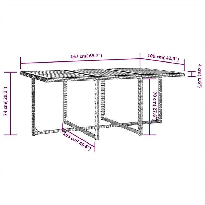 vidaXL 11 Piece Patio Dining Set Poly Rattan and Acacia Wood Black