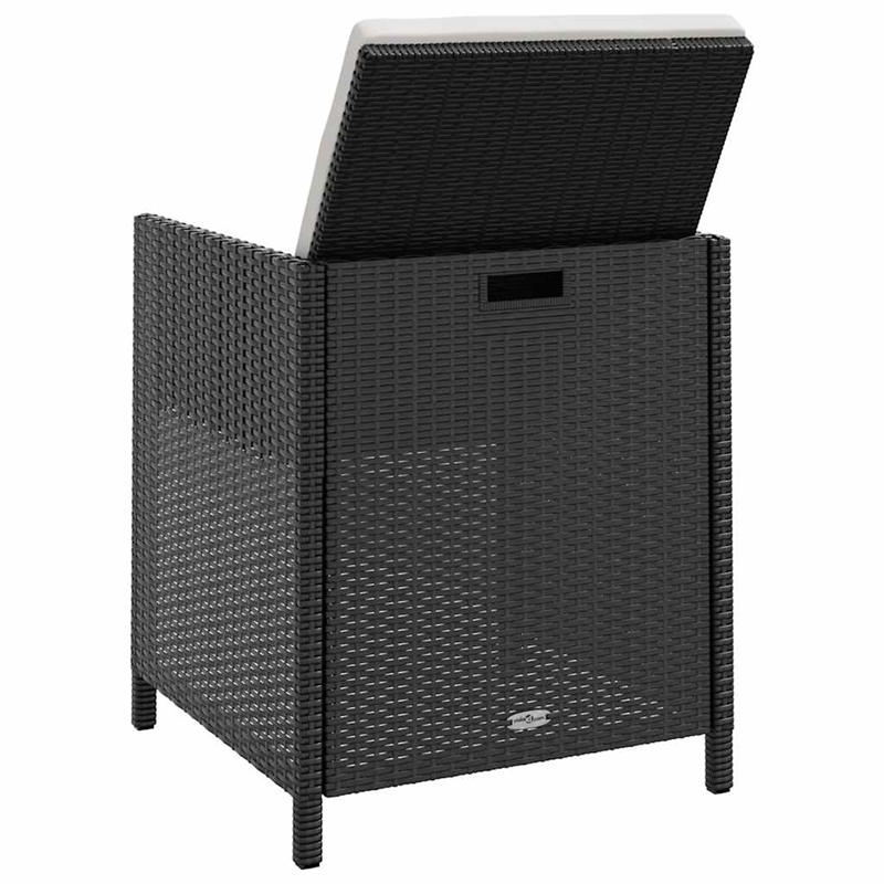 vidaXL 11 Piece Patio Dining Set Poly Rattan and Acacia Wood Black
