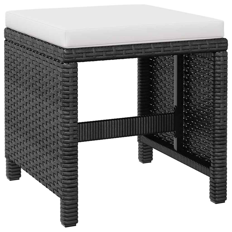 vidaXL 11 Piece Patio Dining Set Poly Rattan and Acacia Wood Black