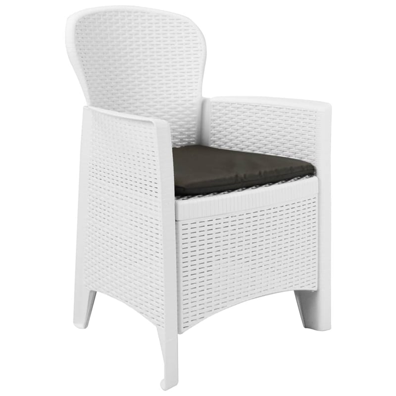 vidaXL 3 Piece Bistro Set Plastic Rattan White