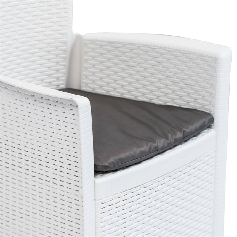 vidaXL 3 Piece Bistro Set Plastic Rattan White