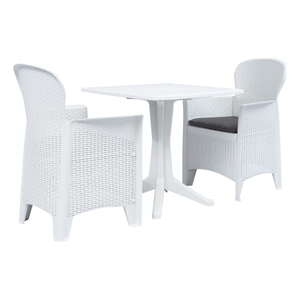 vidaXL 3 Piece Bistro Set Plastic Rattan White