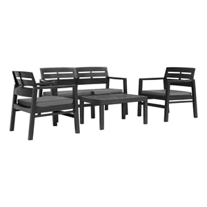 vidaXL 4 Piece Patio Lounge Set Plastic Anthracite