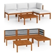 vidaXL 5 Piece Garden Lounge Set with Cushions Cream Wood Acacia&Rope