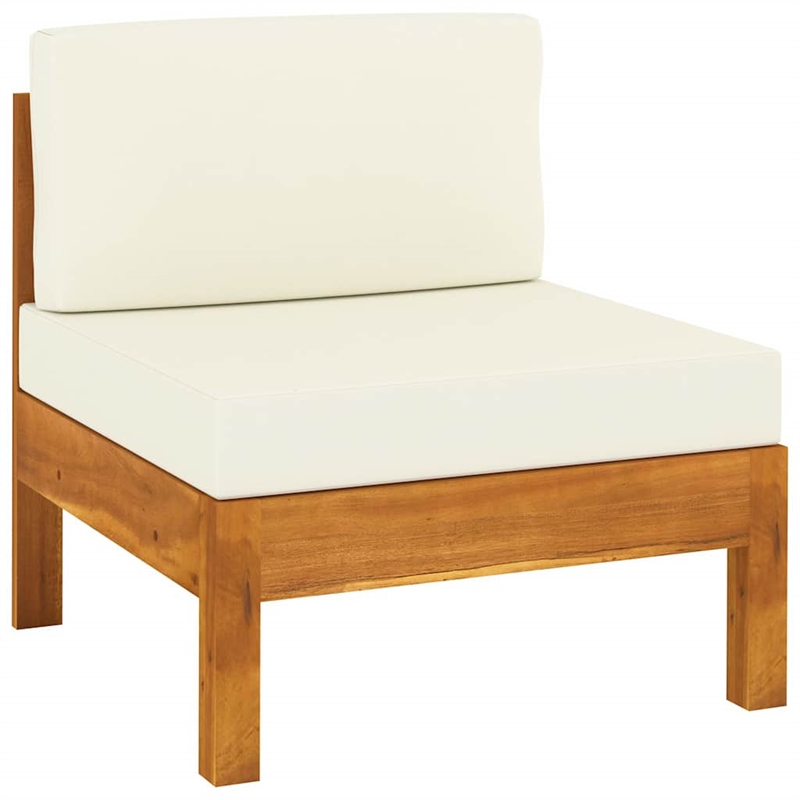 vidaXL 4-Seater Patio Sofa with Cream White Cushions Solid Acacia Wood