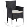 vidaXL 3 Piece Patio Bistro Set Poly Rattan and Tempered Glass Black