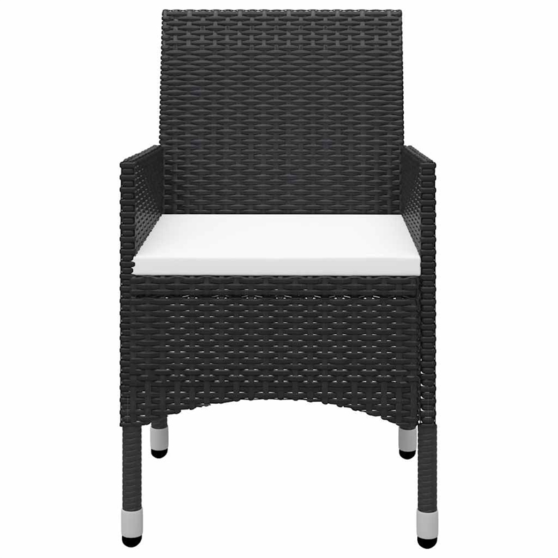 vidaXL 3 Piece Patio Bistro Set Poly Rattan and Tempered Glass Black