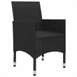 vidaXL 3 Piece Patio Bistro Set Poly Rattan and Tempered Glass Black