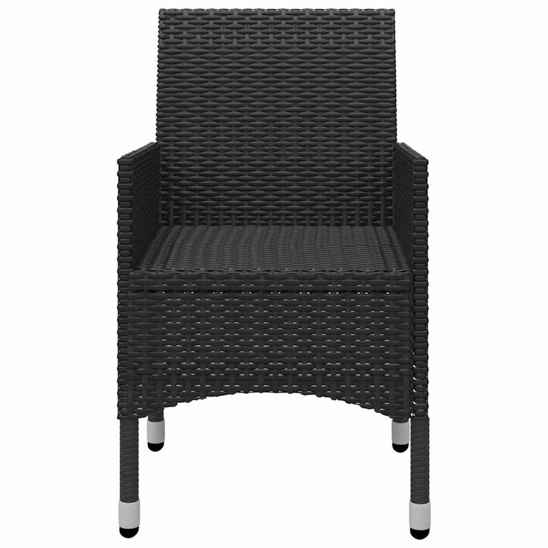 vidaXL 3 Piece Patio Bistro Set Poly Rattan and Tempered Glass Black