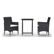 vidaXL 3 Piece Patio Bistro Set Poly Rattan and Tempered Glass Black