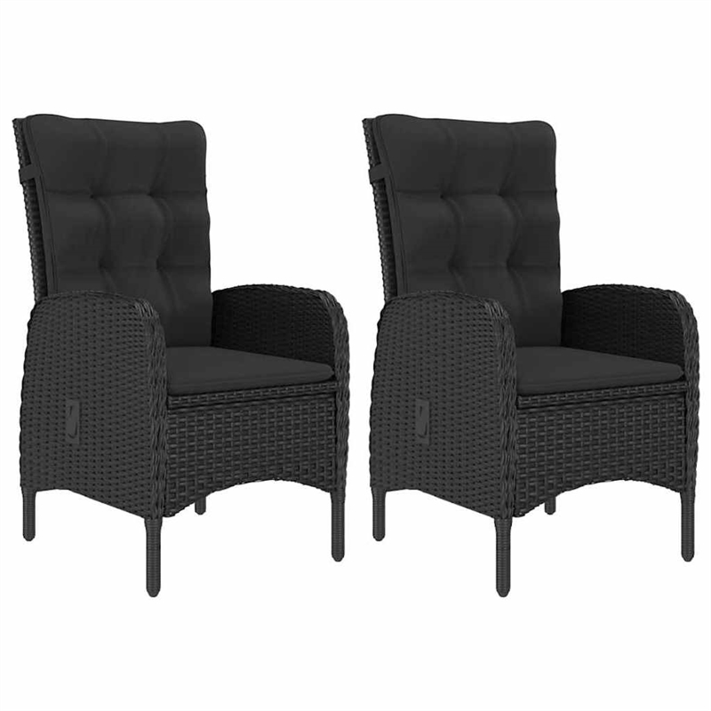 vidaXL 3 Piece Patio Bistro Set Poly Rattan and Glass Black