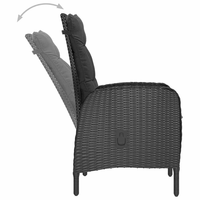 vidaXL 3 Piece Patio Bistro Set Poly Rattan and Glass Black