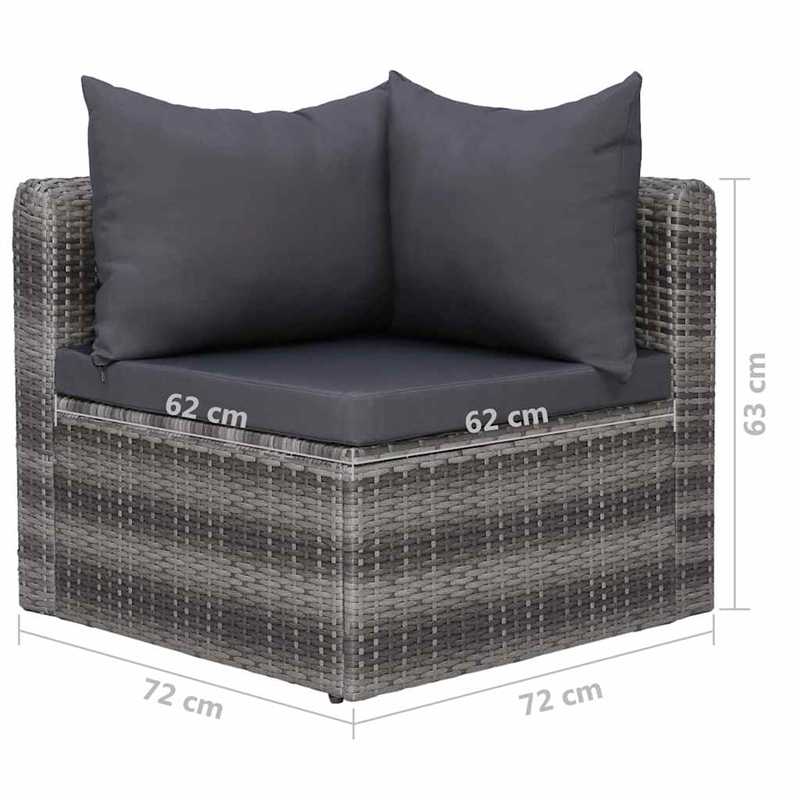 vidaXL 7 Piece Patio Lounge Set with Cushions Poly Rattan Gray