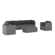 vidaXL 7 Piece Patio Lounge Set with Cushions Poly Rattan Gray