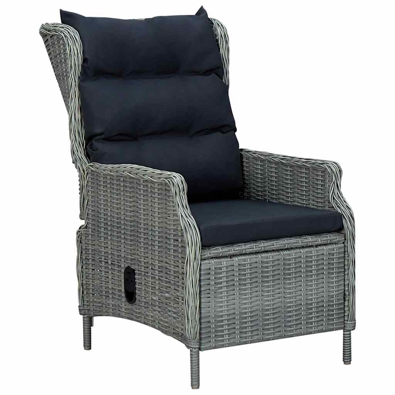 vidaXL 7 Piece Patio Dining Set with Cushions Poly Rattan Light Gray