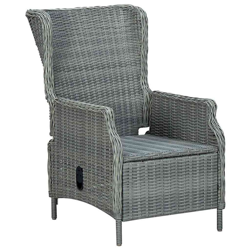 vidaXL 7 Piece Patio Dining Set with Cushions Poly Rattan Light Gray