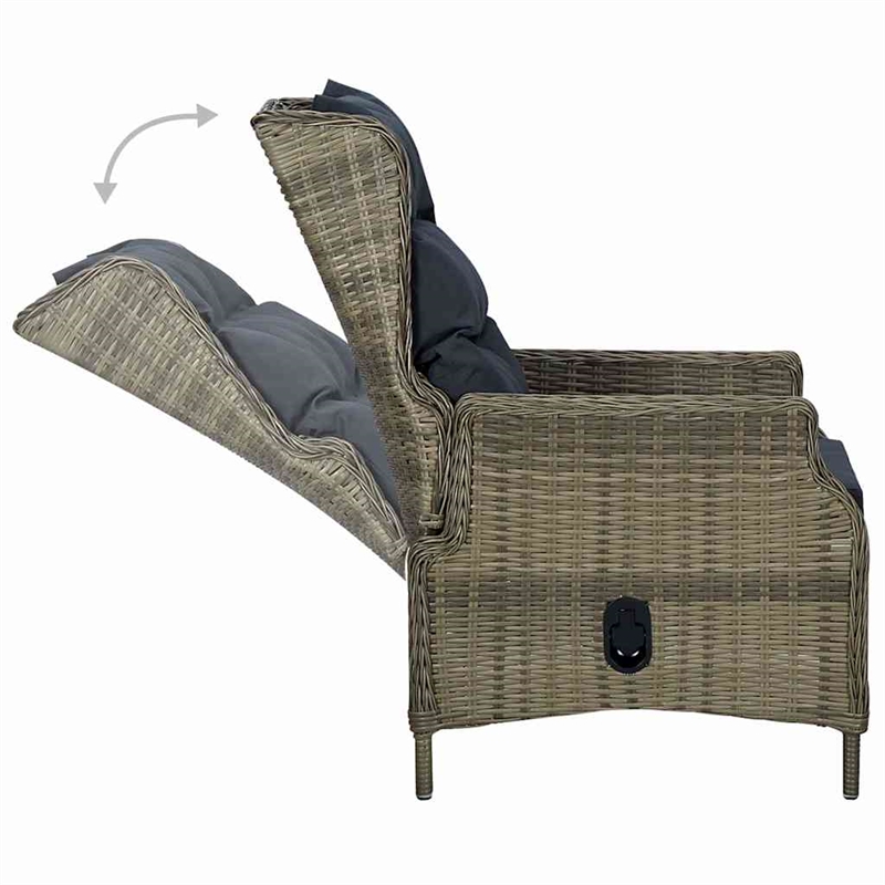 vidaXL 9 Piece Patio Dining Set with Cushions Poly Rattan Brown