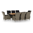 vidaXL 9 Piece Patio Dining Set with Cushions Poly Rattan Brown