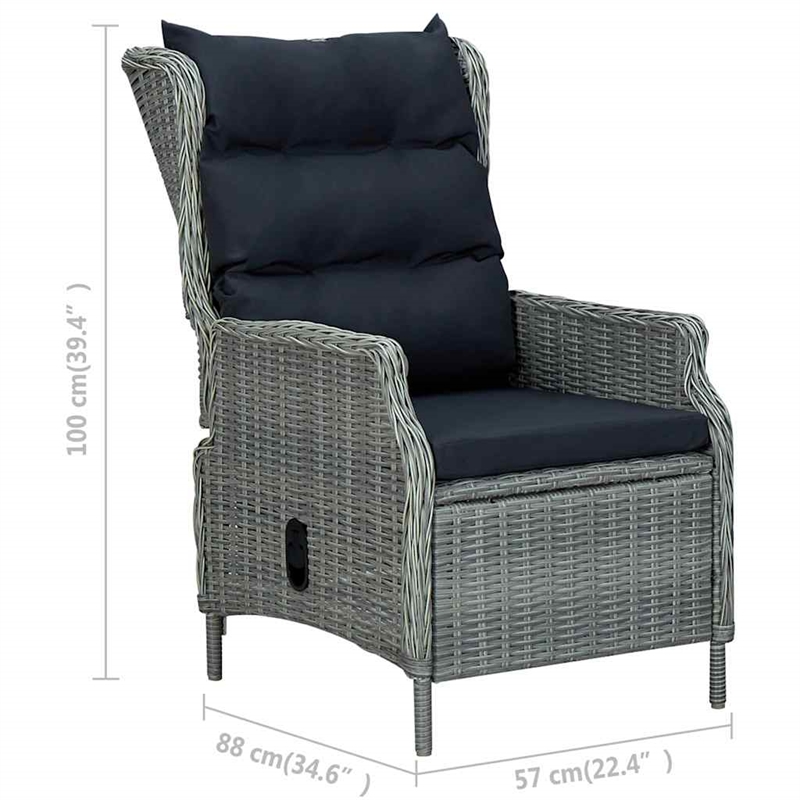 vidaXL 9 Piece Patio Dining Set with Cushions Poly Rattan Light Gray