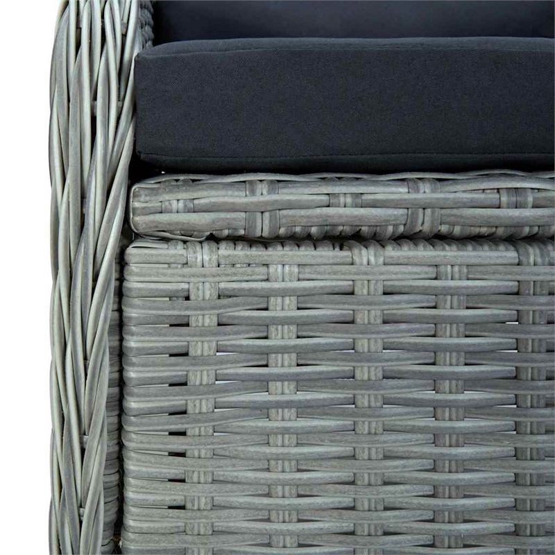 vidaXL 9 Piece Patio Dining Set with Cushions Poly Rattan Light Gray
