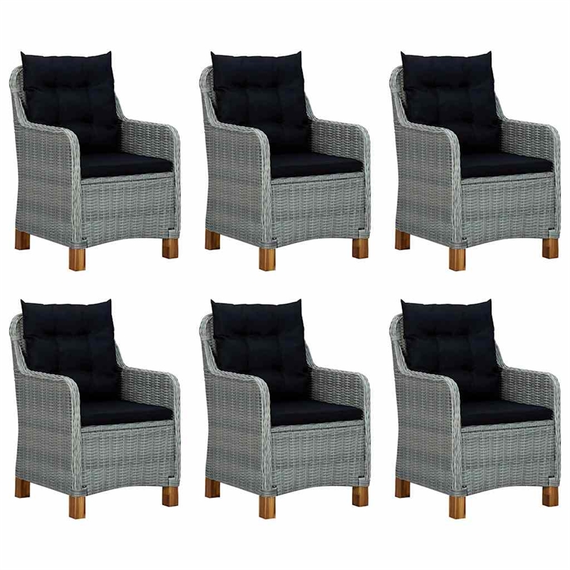vidaXL 9 Piece Patio Dining Set with Cushions Poly Rattan Light Gray