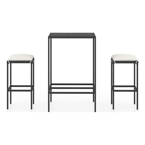 vidaXL 3 Piece Patio Bar Set with Cushions Poly Rattan Black
