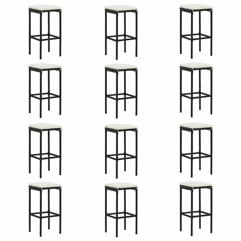 vidaXL 16 Piece Patio Bar Set with Cushions Poly Rattan Black