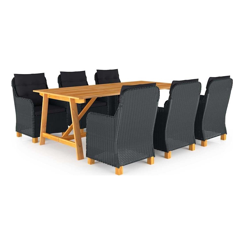 vidaXL 7 Piece Patio Dining Set Dark Gray