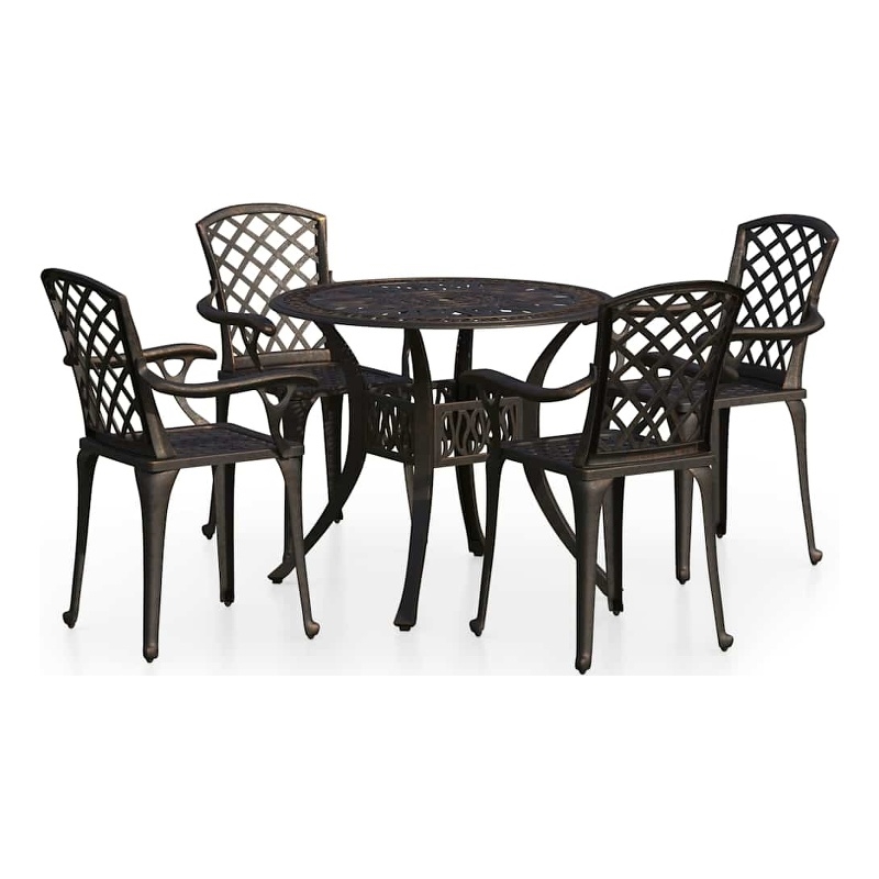 vidaXL 5 Piece Bistro Set Cast Aluminum Bronze