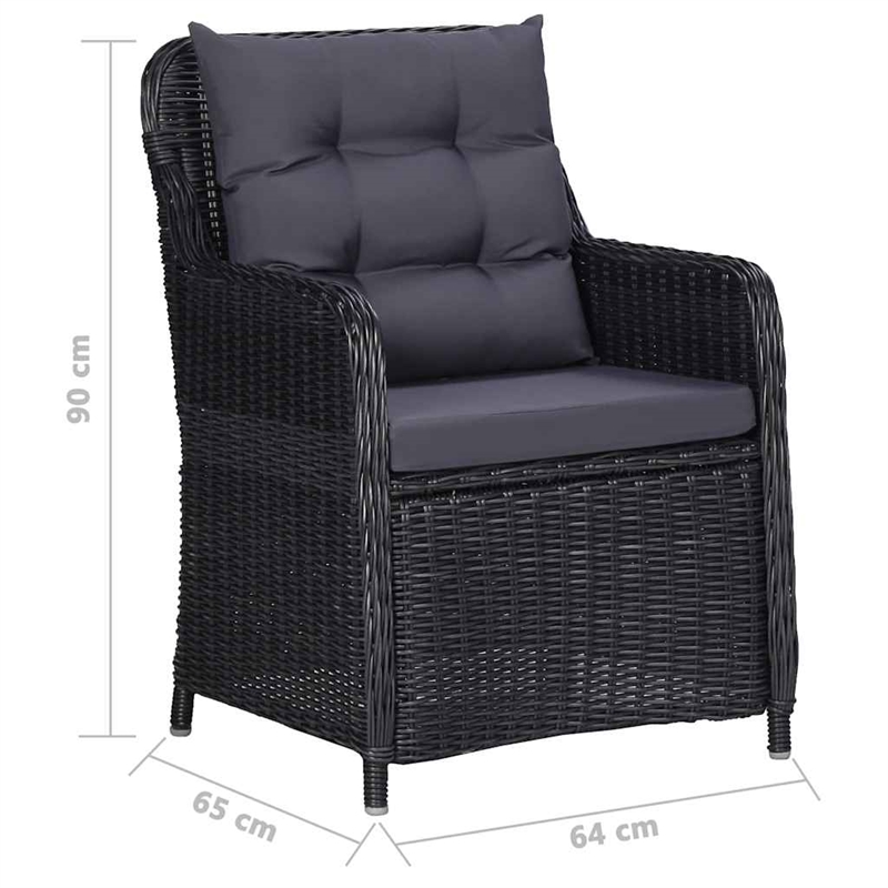 vidaXL 5 Piece Patio Dining Set Black Rattan