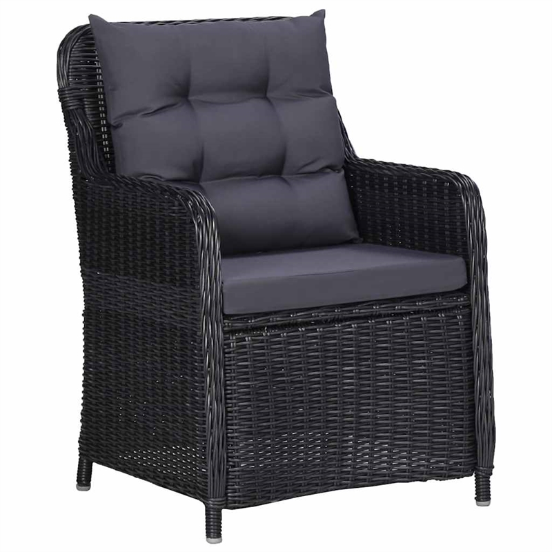 vidaXL 5 Piece Patio Dining Set Black Rattan