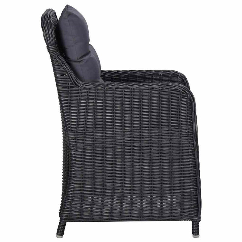 vidaXL 5 Piece Patio Dining Set Black Rattan