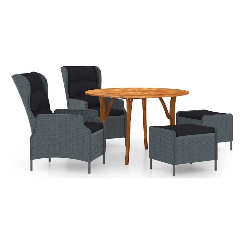 vidaXL 5 Piece Patio Dining Set Dark Gray