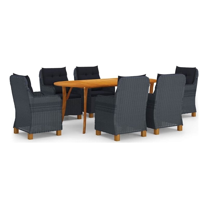 vidaXL 7 Piece Patio Dining Set Dark Gray