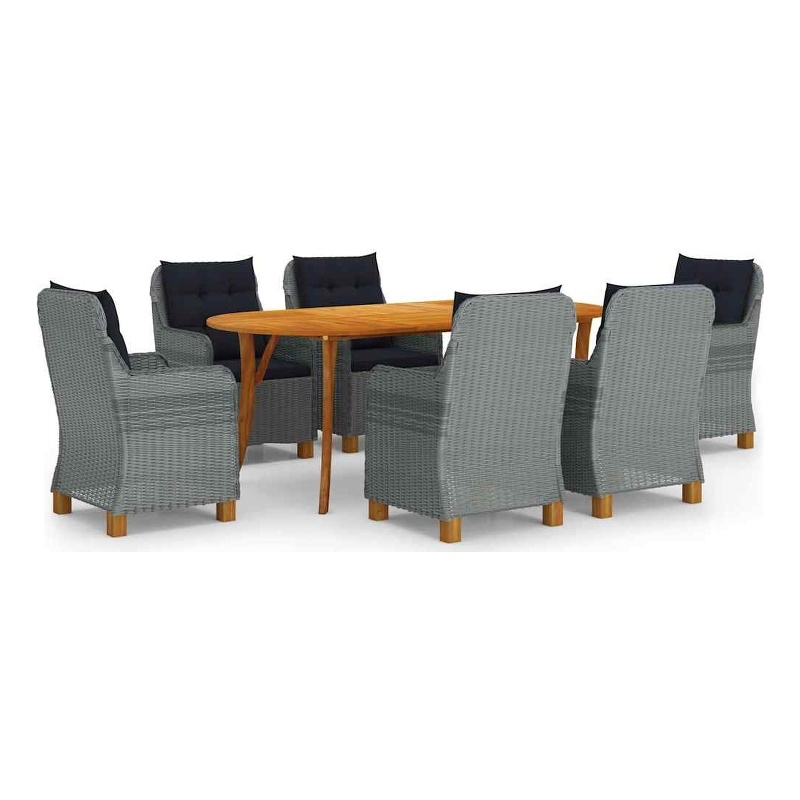 vidaXL 7 Piece Patio Dining Set Light Gray
