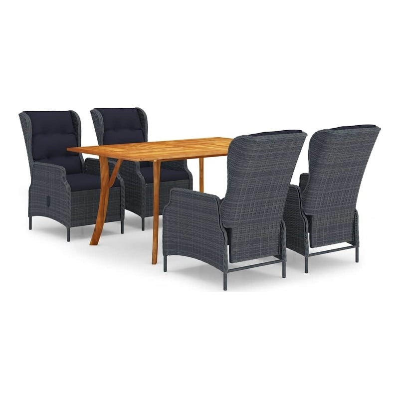 vidaXL 5 Piece Patio Dining Set Dark Gray