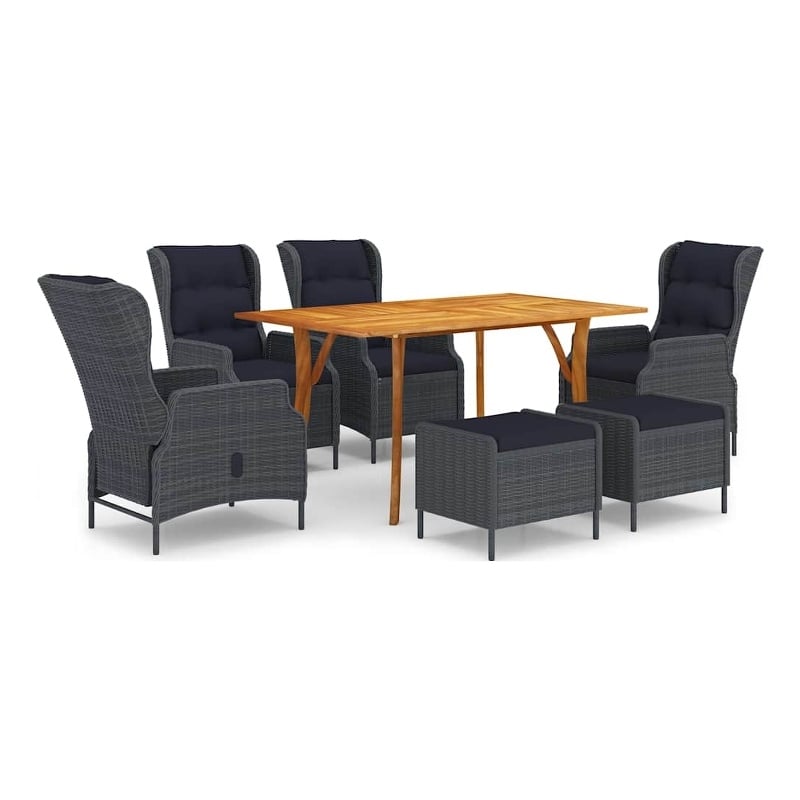 vidaXL 7 Piece Patio Dining Set Dark Gray