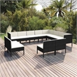 vidaXL 12 Piece Patio Lounge Set with Cushions Poly Rattan Black